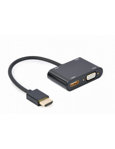 Adaptoare video, convertoare Adapter HDMI M to HDMIampVGA F + AUX- Cablexpert A-HDMIM-HDMIFVGAF-01