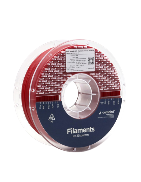 Filament pentru imprimantă 3D Gembird 3DP-ABS1.75HY-01-R, ABS, Roșu, 1.75 mm, 1kg