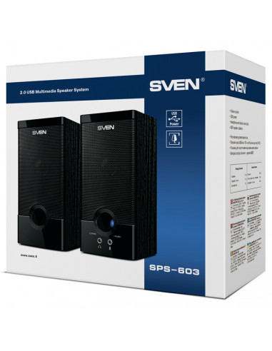 Компьютерные колонки 2.0 SVEN SPS-603, Чёрный