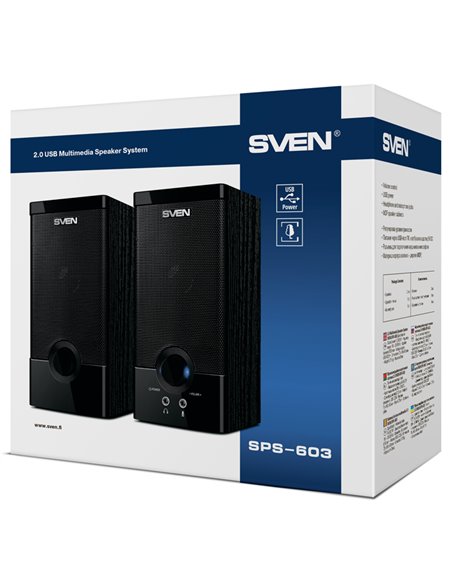 Компьютерные колонки 2.0 SVEN SPS-603, Чёрный