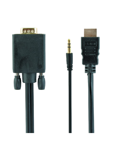 Видео кабель Cablexpert A-HDMI-VGA-03-6, HDMI (M) - VGA D-Sub + 3.5 mm Jack, 1,8м, Чёрный