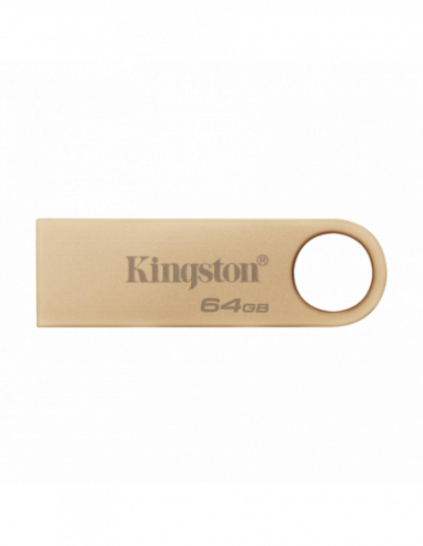 Metalic/Viteză mare/Premium 64GB USB3.2 Flash Drive Kingston DataTraveler SE9 G3 (DTSE9G364GB)- Gold- Metal Case- Key Ring ( (RW