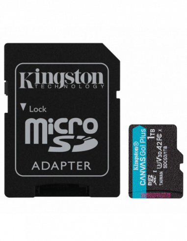 Безопасные цифровые карты микро 1.0TB MicroSD (Class 10) UHS-I (U3) +SD adapter- Kingston Canvas Go! Plus SDCG31TB (17090MBs)