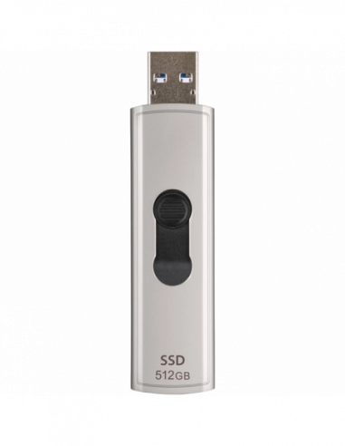 USB3.0 Внешний портативный SSD .512GB Transcend Portable SSD ESD320A Silver- USB-A 3.1 10Gbps- Metallic CaplessSlider (68.2x19.
