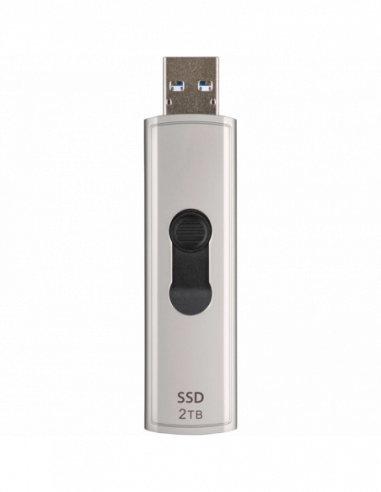 USB3.0 Внешний портативный SSD 2.0TB Transcend Portable SSD ESD320A Silver- USB-A 3.1 10Gbps- Metallic CaplessSlider (68.2x19.7