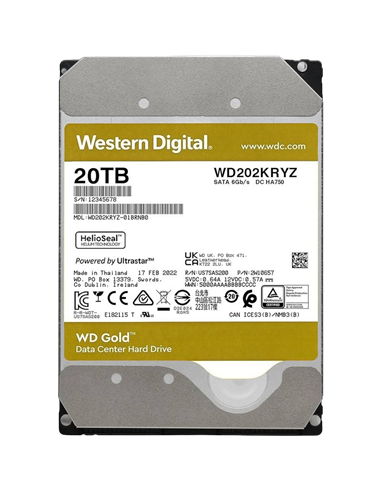 Жесткий диск Western Digital WD Gold, 3.5", 20 TB <WD202KRYZ>