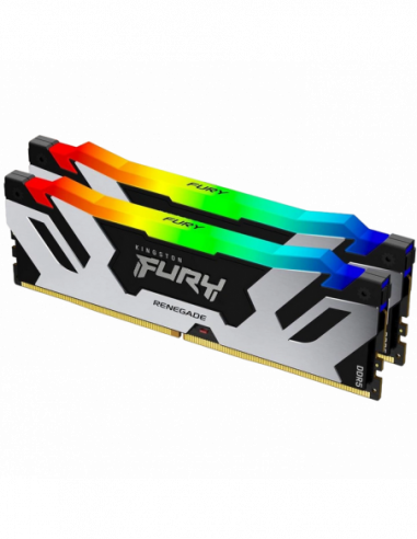 DIMM DDR5 32GB DDR5-6400MHz Kingston FURY Renegade RGB (Kit of 2x16GB) (KF564C32RSAK2-32)- CL32-39- 1.4V- SilverBlack
