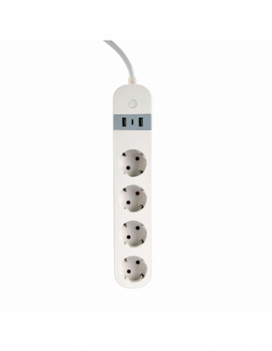 Сетевые фильтры Smart power strip Gembird TSL-PS-S4U-01-W- 4 sockets- 1.5 m- with USB charger 2x USB Type-A- 1x USB Type-C- whi