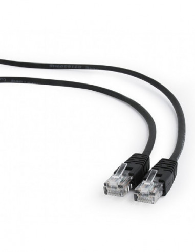 Патч-корды 1 m- Patch Cord Black- PP12-1MBK- Cat.5E- Cablexpert- molded strain relief 50u plugs