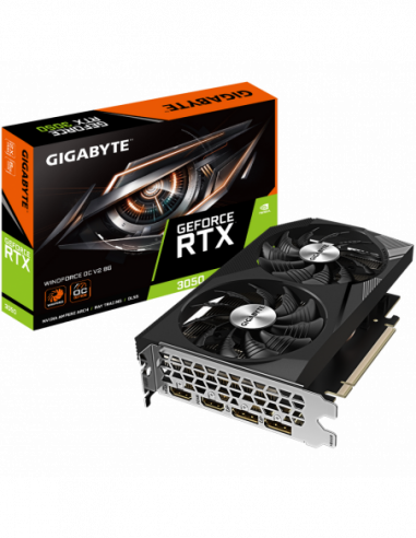 Видеокарты GIGABYTE VGA Gigabyte RTX3050 8GB GDDR6 WindForce OC (GV-N3050WF2OCV2-8GD)