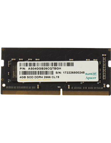 Оперативная память Apacer AS04GGB26CQTBGH, DDR4 SDRAM, 2666 МГц, 4Гб