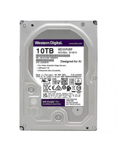 Unitate de stocare HDD 3.5 pentru desktop 3.5 HDD 10.0TB-SATA- 256MB Western Digital Purple Pro (WD101PURP)- Surveillance- CMR