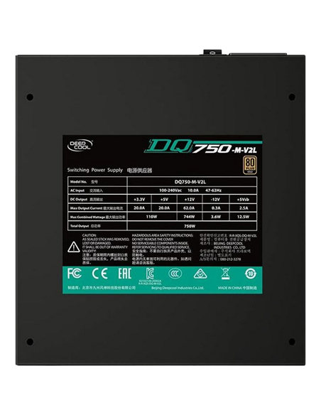 Блок питания для компьютеров Deepcool DQ750-M-V2L, 750Вт, ATX, Полностью модульный