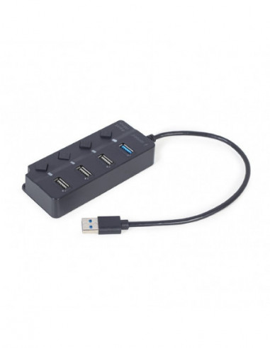 Hub-uri USB USB 3.0 Hub 4-port with switches- Output: 1USB3.0 3USB2.0- Gembird UHB-U3P1U2P3P-01- Black