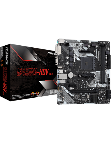 Материнская плата ASRock B450M-HDV R4.0, AM4, AMD B450, Micro-ATX