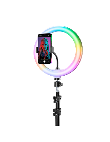 Lampă circulară Cellularline Selfie Ring Pro Multicolor – Universale, Negru