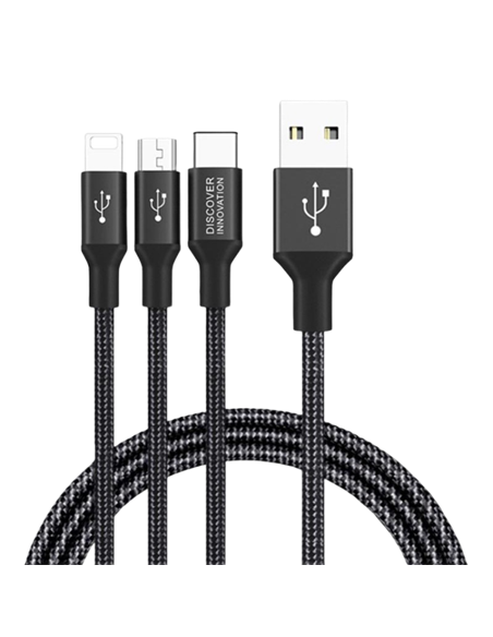 Cablu încărcare și sincronizare Nillkin Swift, Micro-USB/Type-C/Lightning, USB Type-A/Micro USB, Type-C, Lighting, 1,5m, Negru