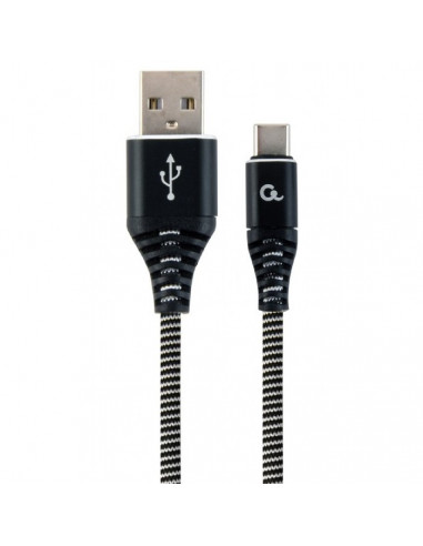 Кабель для зарядки и синхронизации Cablexpert CC-USB2B-AMCM-2M-BW, USB Type-A/USB Type-C, 2м, Чёрный