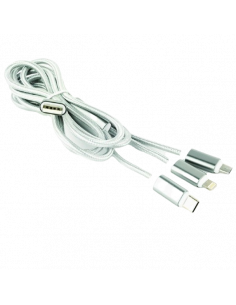 Кабель для зарядки и синхронизации Cablexpert CC-USB2-AM31-1M-S, USB Type-A/Micro USB, Type-C, Lighting, 1м, Серебристый 2