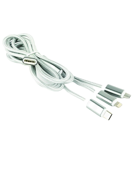 Кабель для зарядки и синхронизации Cablexpert CC-USB2-AM31-1M-S, USB Type-A/Micro USB, Type-C, Lighting, 1м, Серебристый