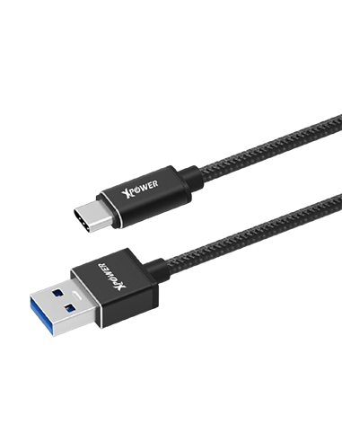 Cablu încărcare și sincronizare Xpower Type-C cable Nylon, USB Type-A/USB Type-C, 1m, Negru