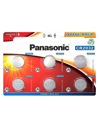 Дисковые батарейки Panasonic CR-2032EL, CR2032, 6шт.