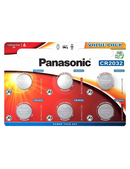 Дисковые батарейки Panasonic CR-2032EL, CR2032, 6шт.