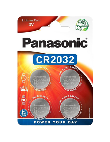 Дисковые батарейки Panasonic CR-2032EL, CR2032, 220мА·ч, 4шт.