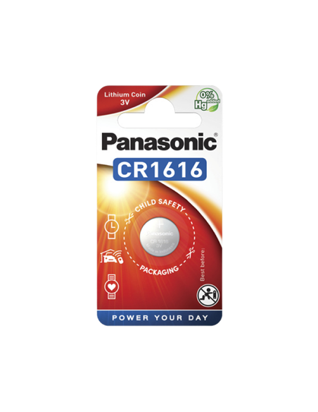 Дисковые батарейки Panasonic CR-1616EL, CR1616, 1шт.