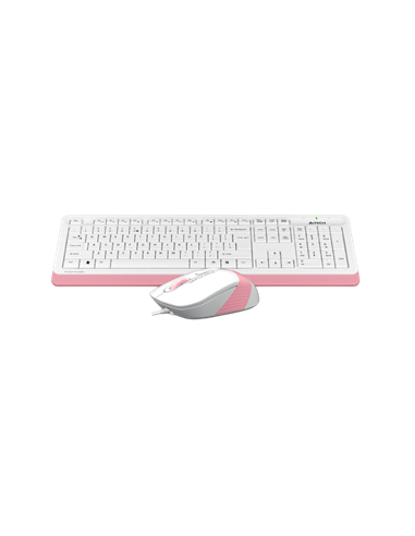 Set Tastatură + Mouse A4Tech F1010, Cu fir, Alb/Roz