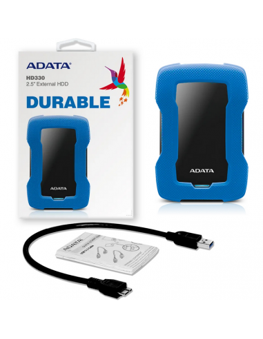 Внешний портативный жесткий диск ADATA HD330, 2 ТБ, Синий (AHD330-2TU31-CBL)