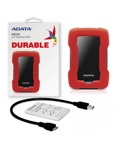 Внешний портативный жесткий диск ADATA HD330, 2 ТБ, Красный (AHD330-2TU31-CRD)