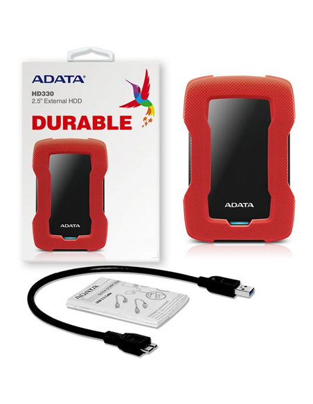 Внешний портативный жесткий диск ADATA HD330, 2 ТБ, Красный (AHD330-2TU31-CRD)