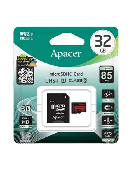 Карта памяти Apacer microSDHC UHS-I U1 Class 10, 32Гб (AP32GMCSH10U5-R)