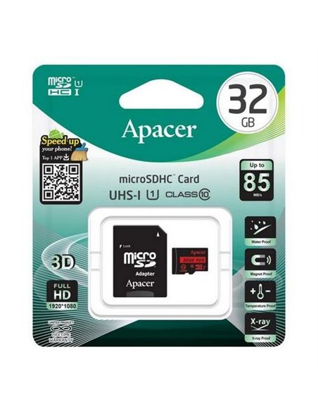Карта памяти Apacer microSDHC UHS-I U1 Class 10, 32Гб (AP32GMCSH10U5-R)