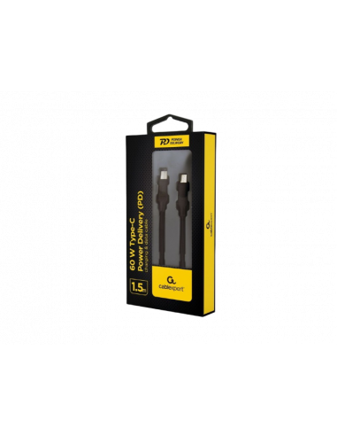 Кабель для зарядки и синхронизации Cablexpert CC-USB2-CMCM60-1.5M, USB Type-C/USB Type-C, 1,5м, Чёрный