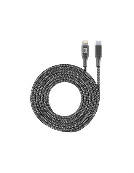 Cable de date Cellularline Long Cable, Lightning/USB Type-C, 2,5m, Negru