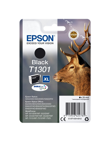 Картридж чернильный Epson C13T13014012, 25мл, Черный