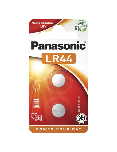 Дисковые батарейки Panasonic LR-44EL/6B, LR44, 2 шт.