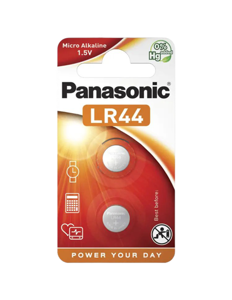 Дисковые батарейки Panasonic LR-44EL/6B, LR44, 2 шт.