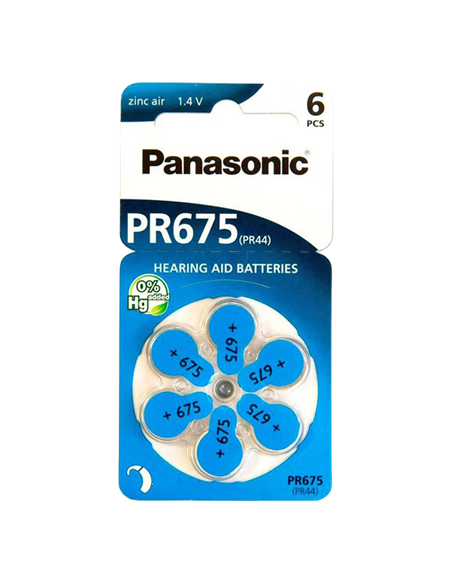 Дисковые батарейки Panasonic PR-675H/6LB, PR675, 605мА·ч, 6шт.