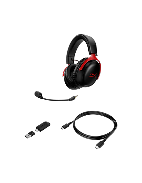 Căști HyperX Cloud III Wireless, Fără fir, Negru | Roșu