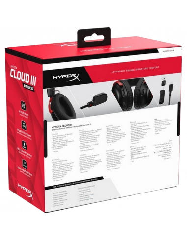 Căști HyperX Cloud III Wireless, Fără fir, Negru | Roșu