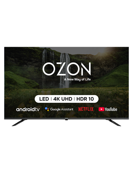 50" LED SMART Телевизор OZON U50Z8000R, 3840x2160 4K UHD, Android TV, Чёрный