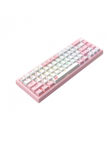 Tastatură Havit KB874L, Cu fir, Roz | Alb