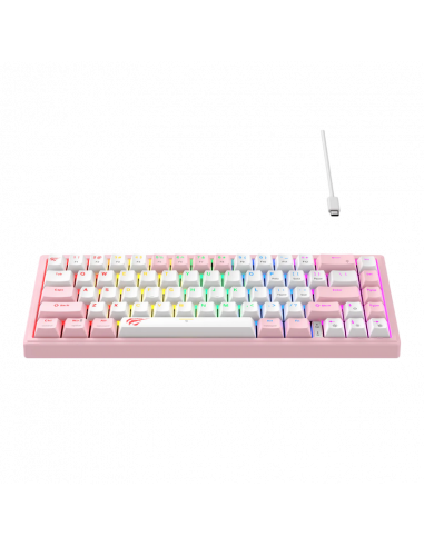 Tastatură Havit KB874L, Cu fir, Roz | Alb