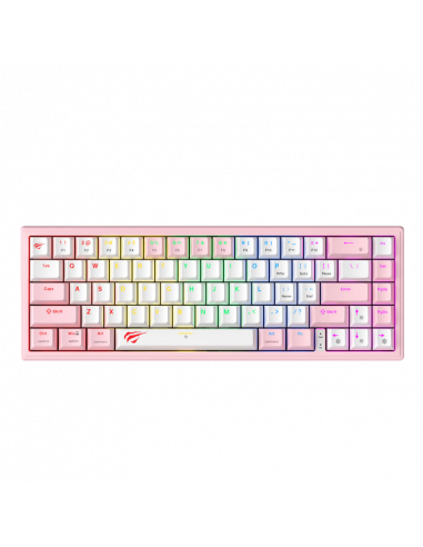 Tastatură Havit KB874L, Cu fir, Roz | Alb