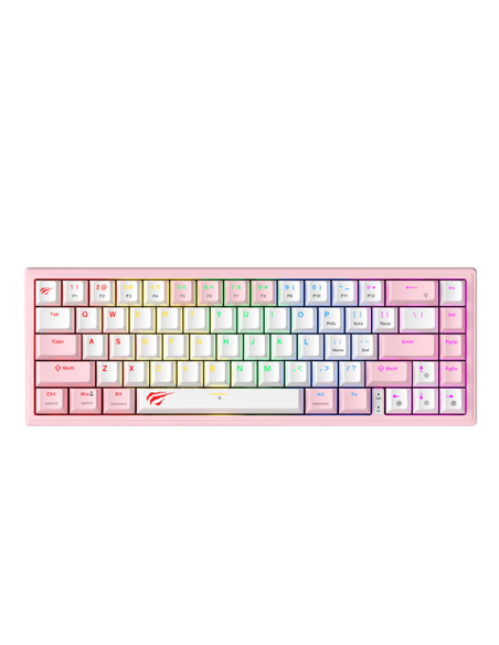 Tastatură Havit KB874L, Cu fir, Roz | Alb