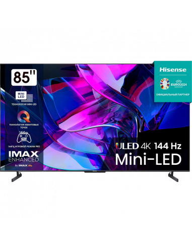85" MiniLED SMART Телевизор Hisense 85U7KQ, 3840x2160 4K UHD, VIDAA U7.0, Серый