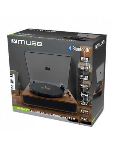 Placă turnantă de vinil MUSE MT-106 BT, Cafeniu